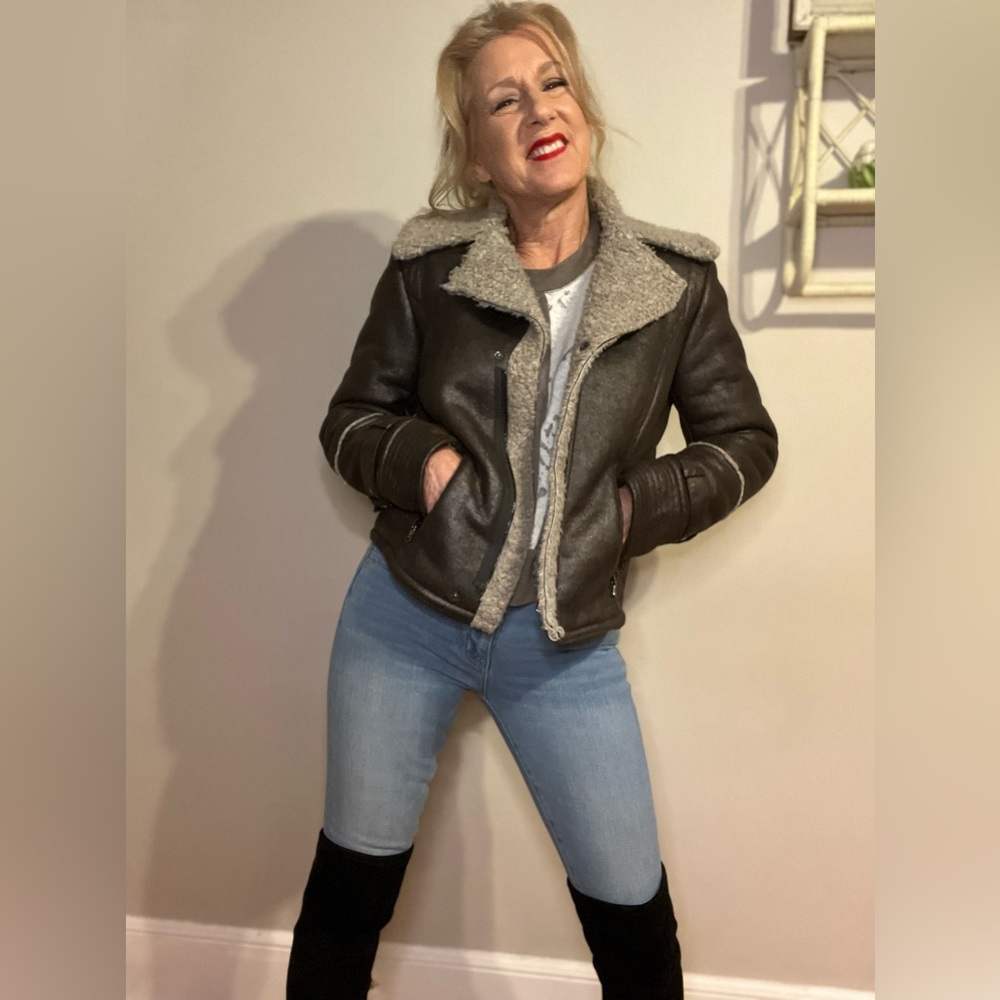 Faux leather moto jacket